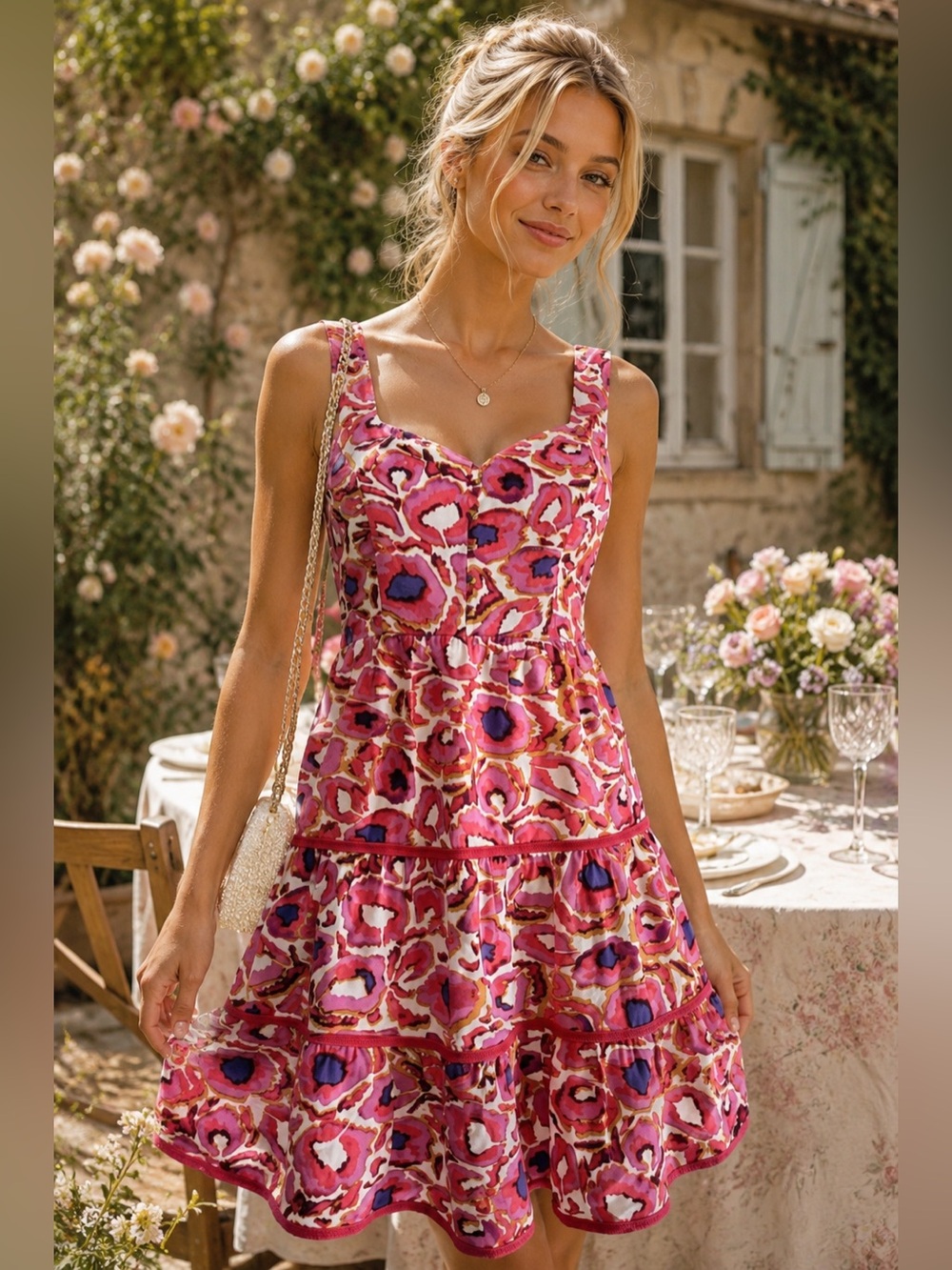 True Y2K Gianni Bini tiered, floral dress. Garden party, old money, feminine